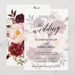 Elegant Calligrafie | Faded Floral Wedding Kaart