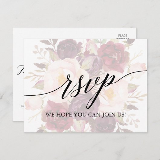Elegant Calligrafie Faded menu Keuze RSVP (Voorkant / Achterkant)