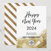 Elegant Calligrafie Festive Gold Glitter Corporate Feestdagenkaart (Voorkant / Achterkant)