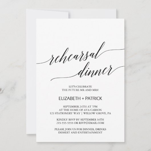 Elegant Calligrafie | Floral back-repetitief diner Kaart (Voorkant)