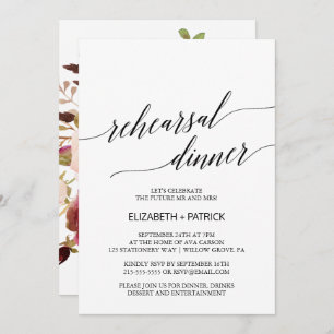 Elegant Calligrafie   Floral back-repetitief diner Kaart