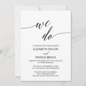 Elegant Calligrafie | Floral back "We do" Weddensc Kaart (Voorkant)