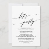 Elegant Calligrafie | Floral Backing Let's Party Kaart (Voorkant)
