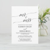 Elegant Calligrafie | Floral "Mr & Mrs" Wedding Kaart (Staand voorkant)