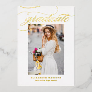 Elegant Calligrafie Foto Afstuderen Gold Folie Uitnodiging