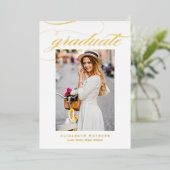 Elegant Calligrafie Foto Afstuderen Gold Folie Uitnodiging (Staand Voorkant)