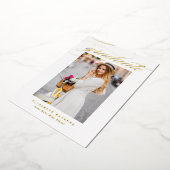 Elegant Calligrafie Foto Afstuderen Gold Folie Uitnodiging (Gedraaid)