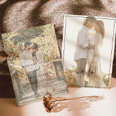 Elegant Calligrafie | Foto-uitnodiging in Faded Kaart