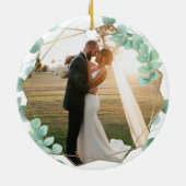 Elegant Calligrafie | Foto van Merry en Married Keramisch Ornament (Achterkant)