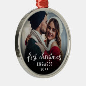 Elegant Calligrafie Foto voor eerste kerstmis Metalen Ornament (Rechts)