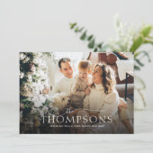 Elegant Calligrafie Fotografie met groen kerstfees Feestdagenkaart (Staand voorkant)