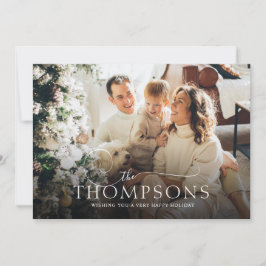 Elegant Calligrafie Fotografie met groen kerstfees Feestdagenkaart