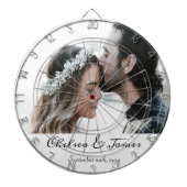 Elegant Calligrafie Fotonaam Datum Dartbord (Voorkant)