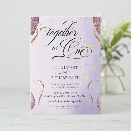 Elegant Calligrafie Gold Glitter Amethyst Modern Kaart (Staand voorkant)