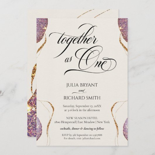 Elegant Calligrafie Gold Glitter Amethyst Modern Kaart (Voorkant / Achterkant)