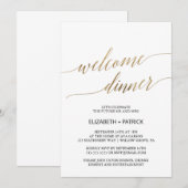 Elegant Calligrafie | Gold Welcome Dinner Kaart (Voorkant / Achterkant)