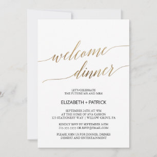 Elegant Calligrafie Gold Welcome Dinner Kaart