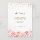 Elegant calligrafie goud & bloesse bruiloft informatiekaartje (Voorkant)