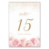 Elegant calligrafie goud & bloesse bruiloft kaart (Achterkant)