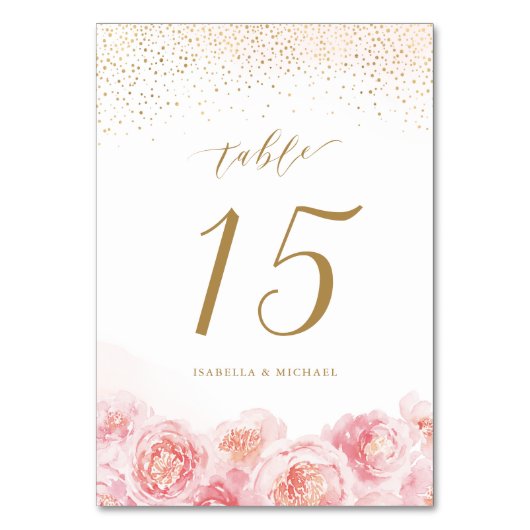 Elegant calligrafie goud & bloesse bruiloft kaart (Voorkant)