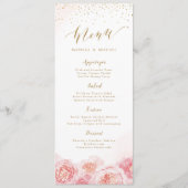 Elegant calligrafie goud & bloesse bruiloft menu (Voorkant)