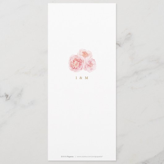 Elegant calligrafie goud & bloesse bruiloft menu (Achterkant)