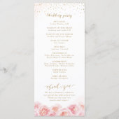 Elegant calligrafie goud & bloesse bruiloft programmakaart (Achterkant)