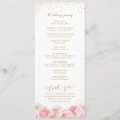 Elegant calligrafie goud & bloesse bruiloft programmakaart (Achterkant)