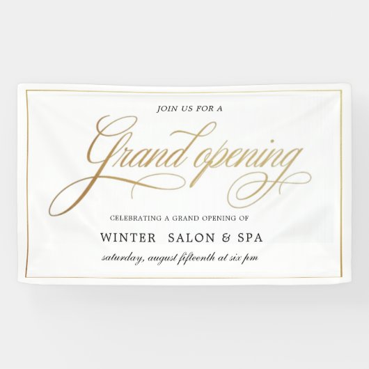 Elegant calligrafie goud Grote opening Spandoek (Horizontaal)