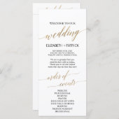 Elegant Calligrafie | Goudbruiloft Programmakaart (Voorkant / Achterkant)