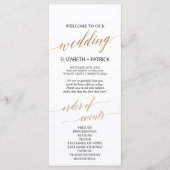 Elegant Calligrafie | Goudbruiloft Programmakaart (Voorkant)