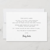 Elegant calligrafie-handleiding oudervoorstelkaart kaart (Achterkant)