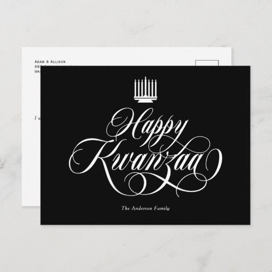 Elegant calligrafie Happy Kwanzaa Briefkaart (Voorkant / Achterkant)