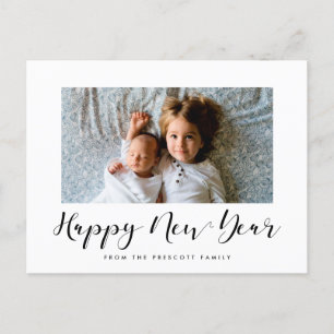 Elegant calligrafie Happy Nieuwjaar foto Briefkaart