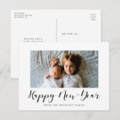 Elegant calligrafie Happy Nieuwjaar foto Briefkaart (Voorkant / Achterkant)