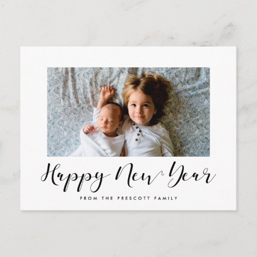Elegant calligrafie Happy Nieuwjaar foto Briefkaart (Voorkant)