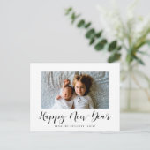 Elegant calligrafie Happy Nieuwjaar foto Briefkaart (Staand voorkant)