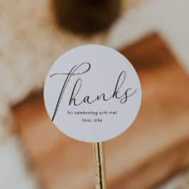 Elegant Calligrafie Hartelijk dank, zwart en wit Ronde Sticker