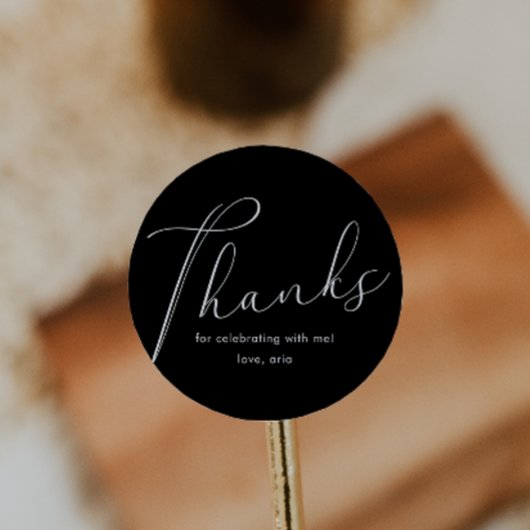 Elegant Calligrafie Hartelijk dank, zwart Ronde Sticker