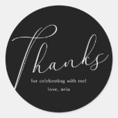 Elegant Calligrafie Hartelijk dank, zwart Ronde Sticker (Voorkant)