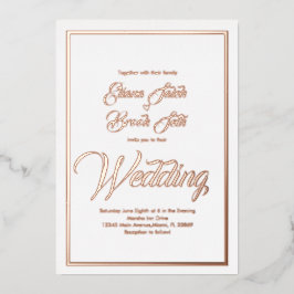 Elegant Calligrafie Heart Wedding Prigedrukte Foli Folie Uitnodiging