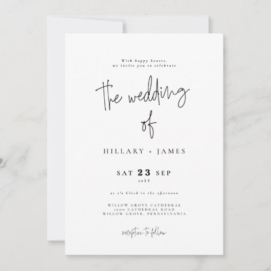 Elegant Calligrafie | Het huwelijk van de uitnodig Kaart (Voorkant)