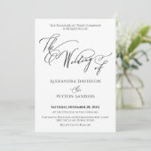 Elegant Calligrafie "Het huwelijk van" zwart-wit Kaart (Staand voorkant)