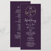 Elegant Calligrafie Huwelijksprogramma Programmakaart (Voorkant / Achterkant)
