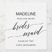 Elegant Calligrafie is mijn Bridesmaid. Wijn Etiket (Enkel label)