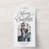 Elegant calligrafie kerstfeestdag foto all in one uitnodiging (Binnen)