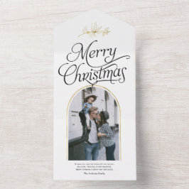 Elegant calligrafie kerstfeestdag foto all in one uitnodiging