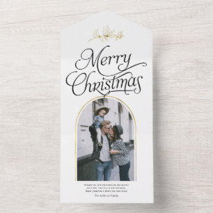 Elegant calligrafie kerstfeestdag foto all in one uitnodiging