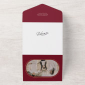 Elegant calligrafie kerstfeestfotokaarten all in one uitnodiging (Buitenkant)