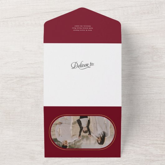 Elegant calligrafie kerstfeestfotokaarten all in one uitnodiging (Buitenkant)